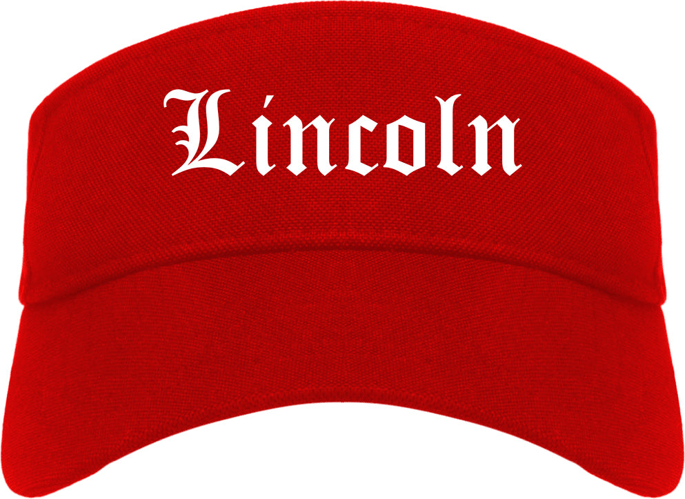 Lincoln Nebraska NE Old English Mens Visor Cap Hat Red