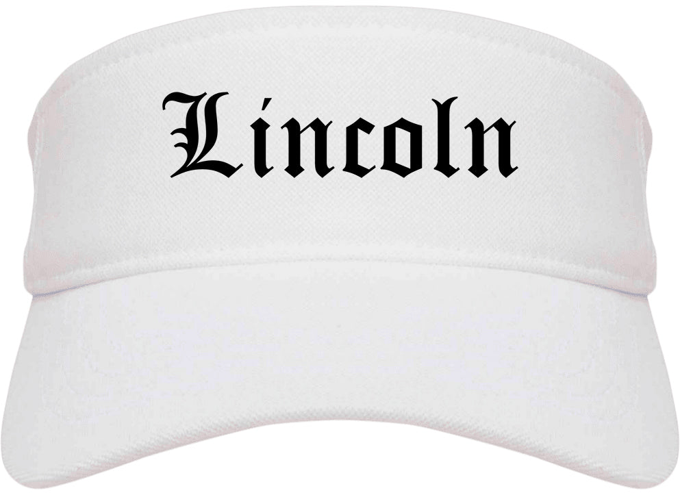 Lincoln Nebraska NE Old English Mens Visor Cap Hat White