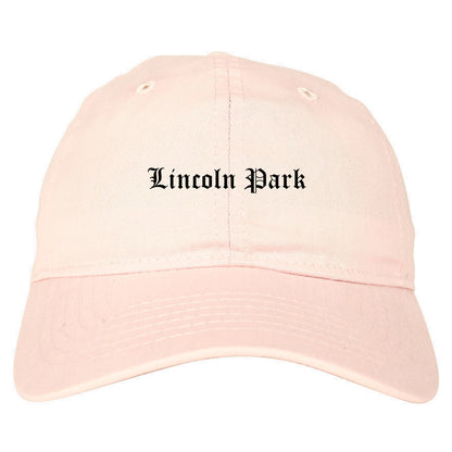 Lincoln Park Michigan MI Old English Mens Dad Hat Baseball Cap Pink