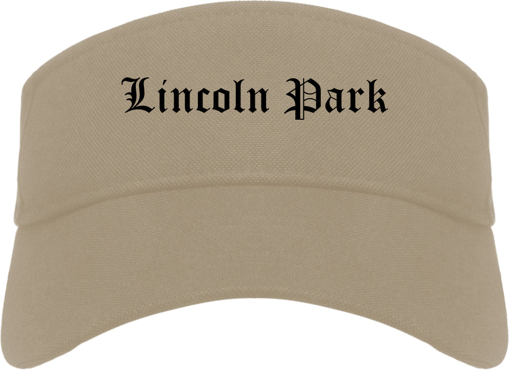 Lincoln Park Michigan MI Old English Mens Visor Cap Hat Khaki