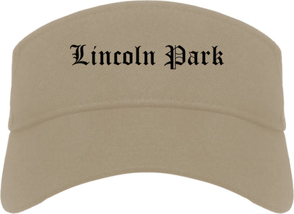 Lincoln Park Michigan MI Old English Mens Visor Cap Hat Khaki