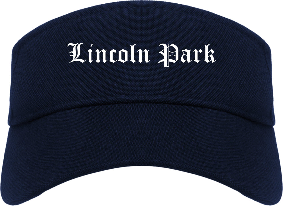 Lincoln Park Michigan MI Old English Mens Visor Cap Hat Navy Blue