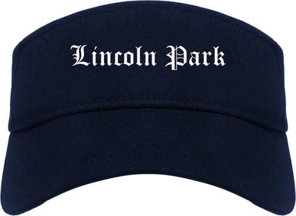 Lincoln Park Michigan MI Old English Mens Visor Cap Hat Navy Blue