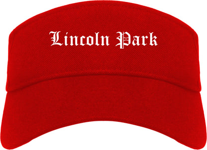 Lincoln Park Michigan MI Old English Mens Visor Cap Hat Red