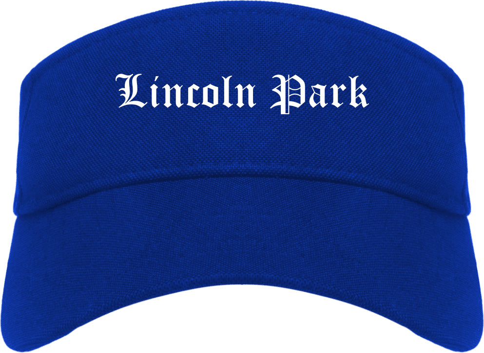 Lincoln Park Michigan MI Old English Mens Visor Cap Hat Royal Blue