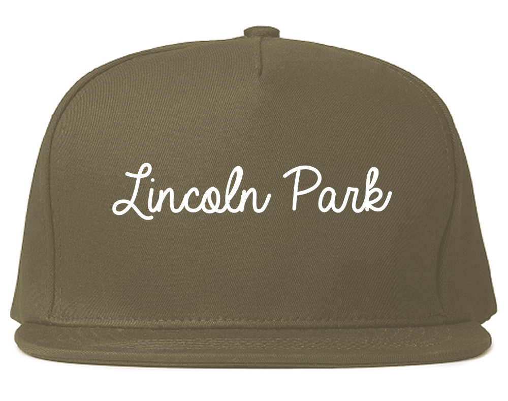 Lincoln Park New Jersey NJ Script Mens Snapback Hat Grey