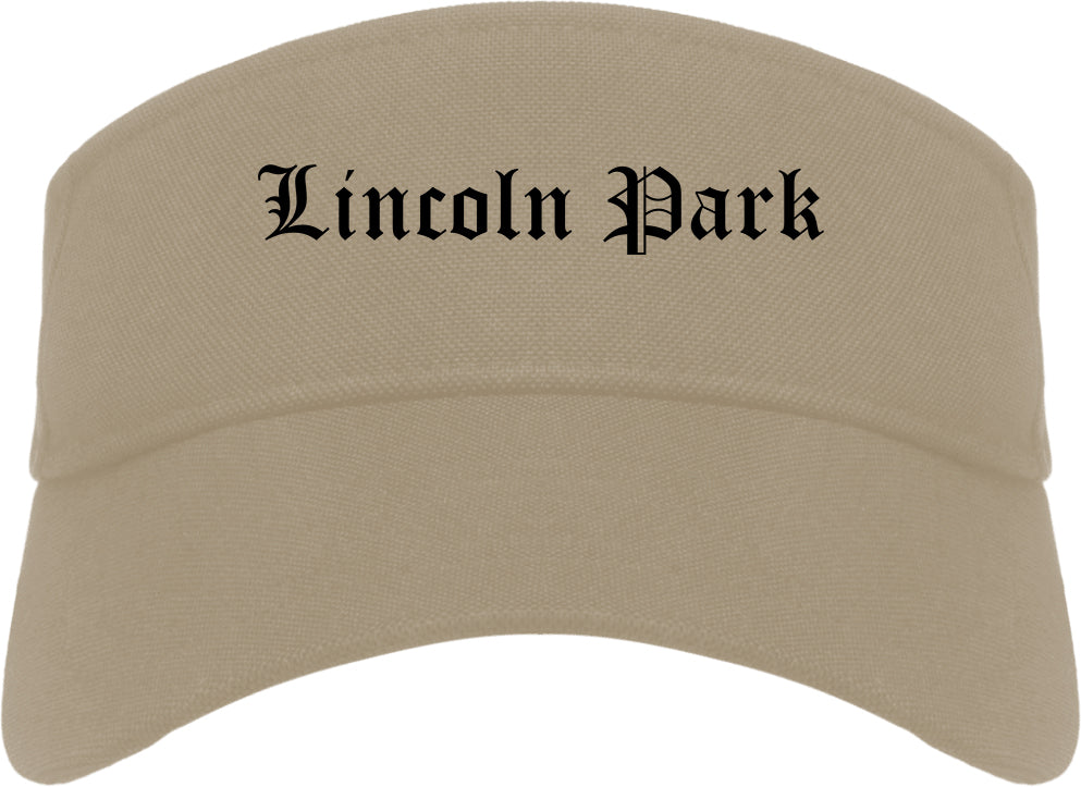 Lincoln Park New Jersey NJ Old English Mens Visor Cap Hat Khaki