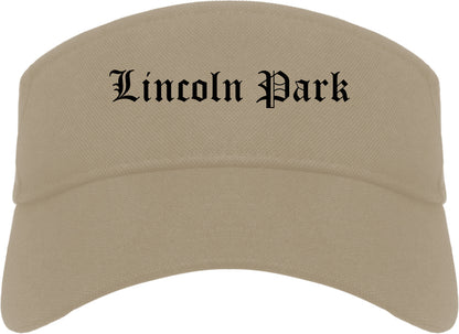 Lincoln Park New Jersey NJ Old English Mens Visor Cap Hat Khaki