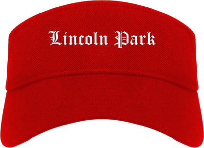 Lincoln Park New Jersey NJ Old English Mens Visor Cap Hat Red