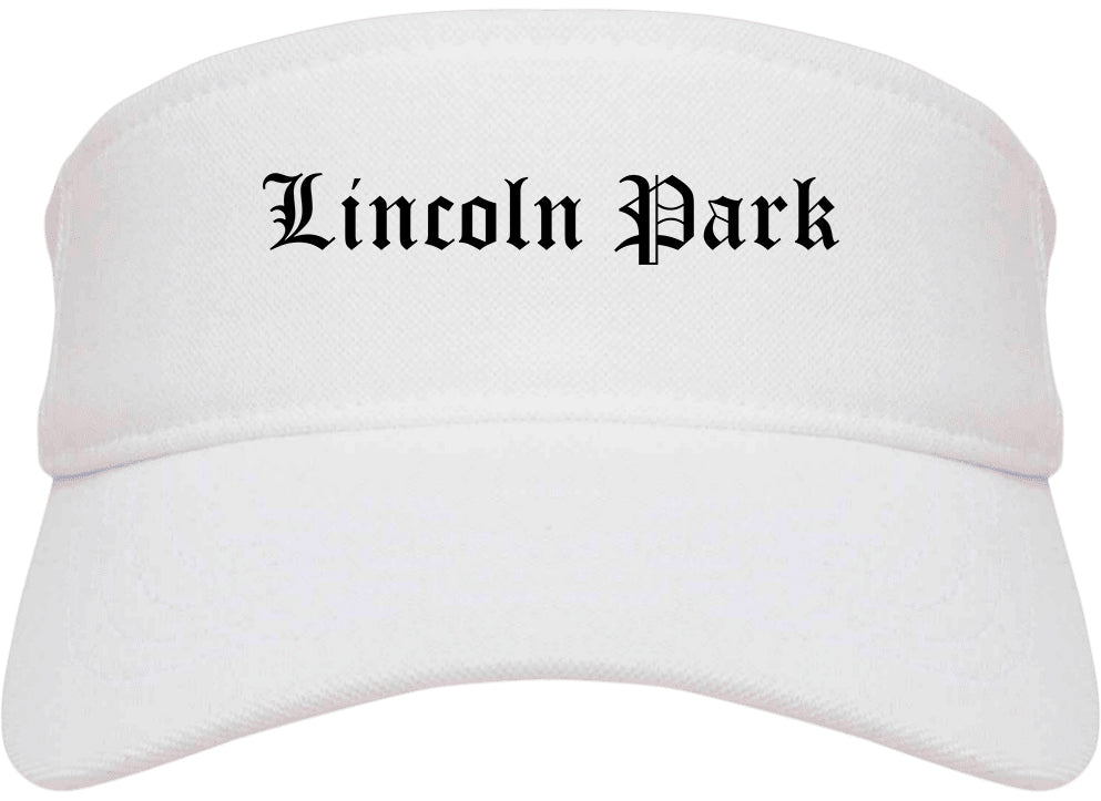 Lincoln Park New Jersey NJ Old English Mens Visor Cap Hat White