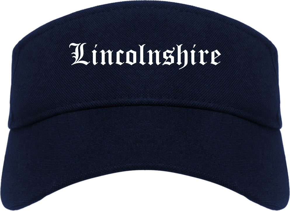 Lincolnshire Illinois IL Old English Mens Visor Cap Hat Navy Blue