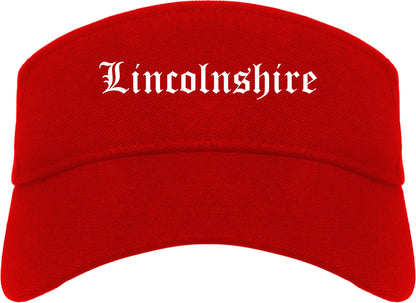 Lincolnshire Illinois IL Old English Mens Visor Cap Hat Red