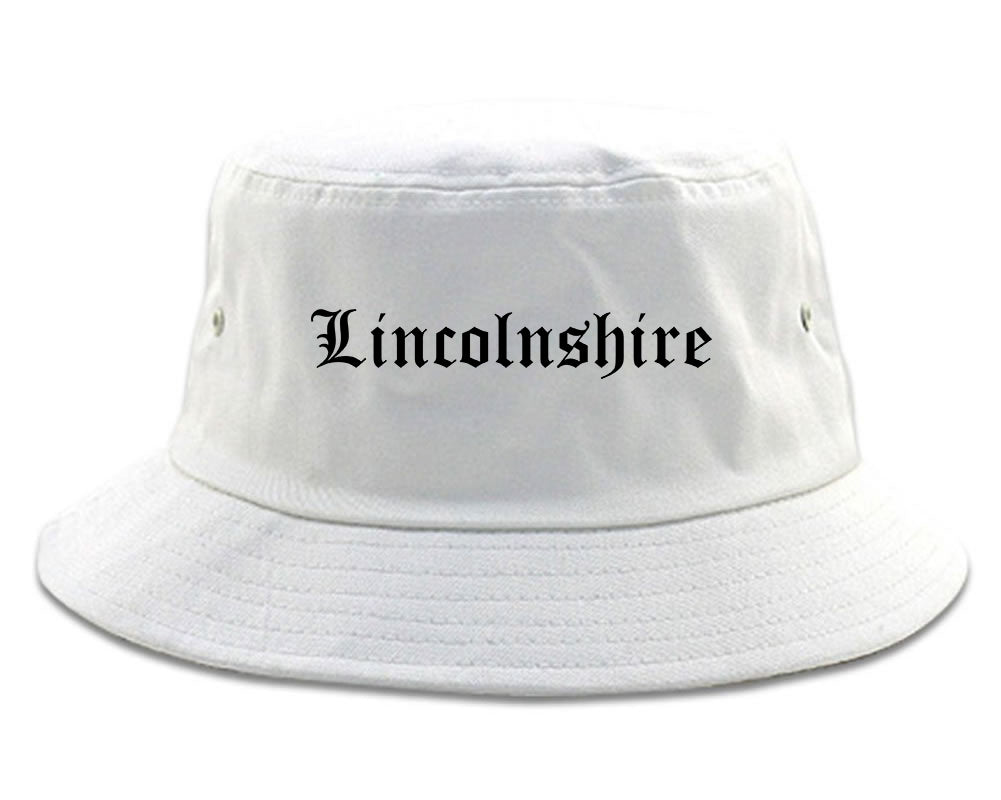 Lincolnshire Illinois IL Old English Mens Bucket Hat White