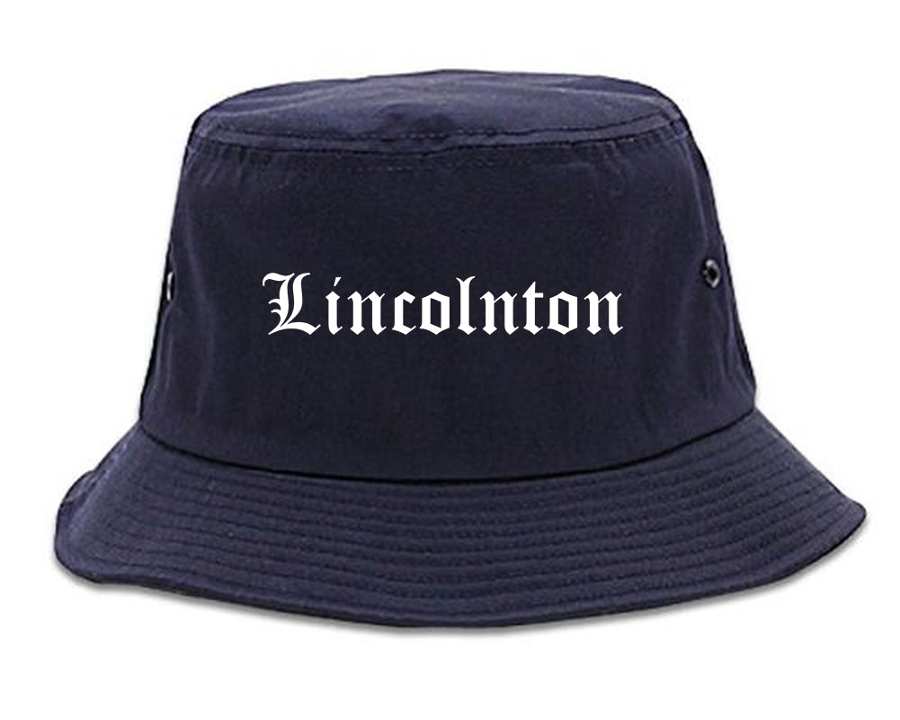 Lincolnton North Carolina NC Old English Mens Bucket Hat Navy Blue