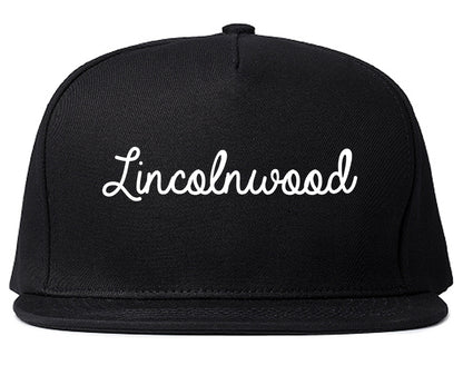 Lincolnwood Illinois IL Script Mens Snapback Hat Black