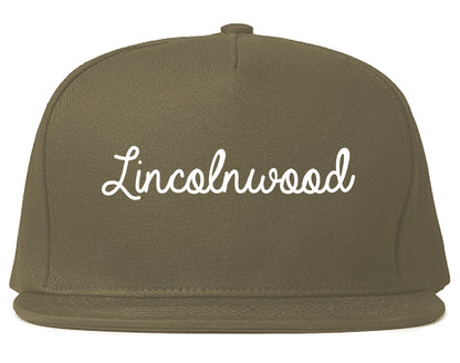 Lincolnwood Illinois IL Script Mens Snapback Hat Grey