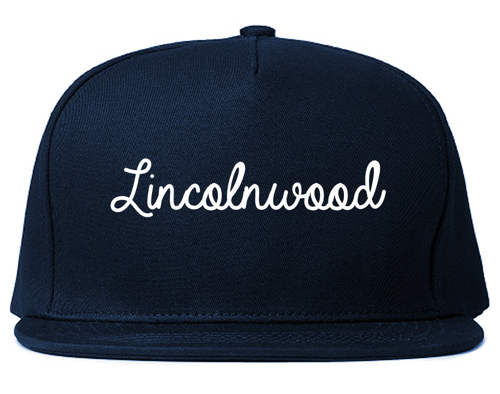 Lincolnwood Illinois IL Script Mens Snapback Hat Navy Blue