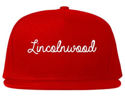 Lincolnwood Illinois IL Script Mens Snapback Hat Red
