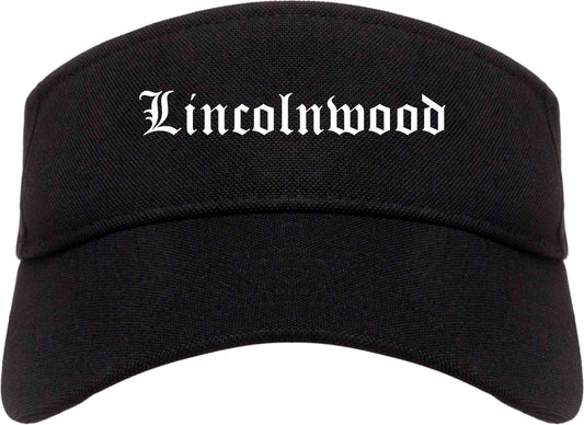Lincolnwood Illinois IL Old English Mens Visor Cap Hat Black