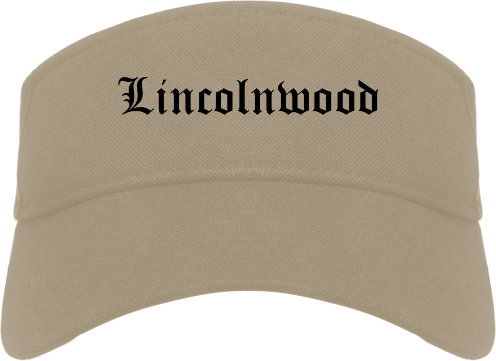 Lincolnwood Illinois IL Old English Mens Visor Cap Hat Khaki