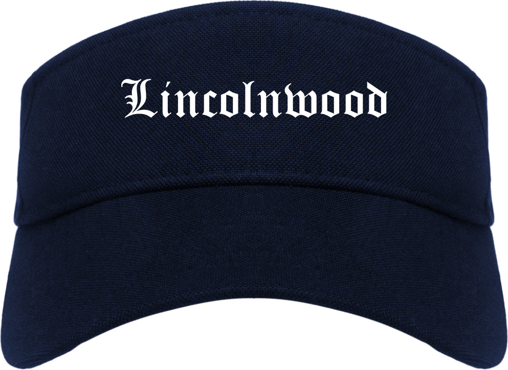 Lincolnwood Illinois IL Old English Mens Visor Cap Hat Navy Blue