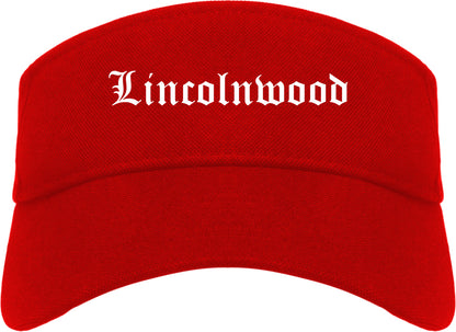 Lincolnwood Illinois IL Old English Mens Visor Cap Hat Red