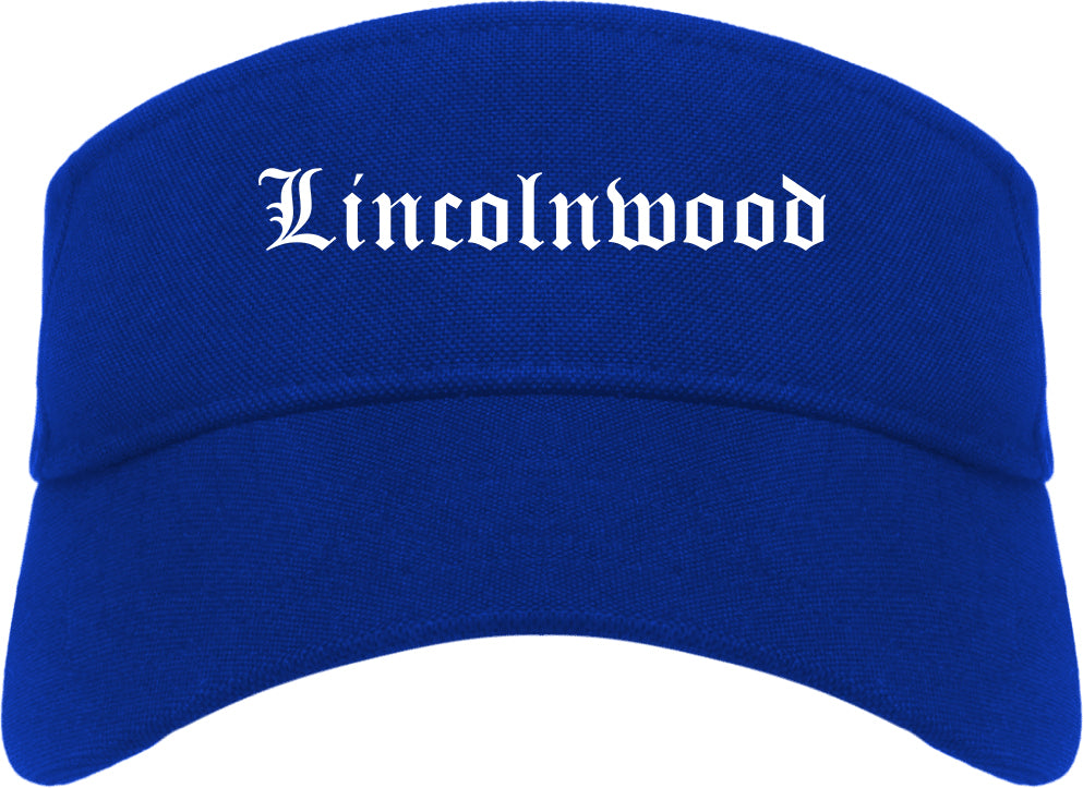 Lincolnwood Illinois IL Old English Mens Visor Cap Hat Royal Blue