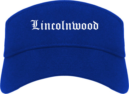 Lincolnwood Illinois IL Old English Mens Visor Cap Hat Royal Blue