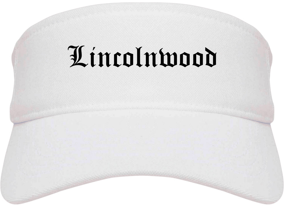 Lincolnwood Illinois IL Old English Mens Visor Cap Hat White