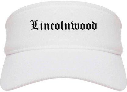 Lincolnwood Illinois IL Old English Mens Visor Cap Hat White