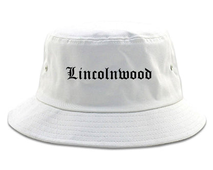 Lincolnwood Illinois IL Old English Mens Bucket Hat White