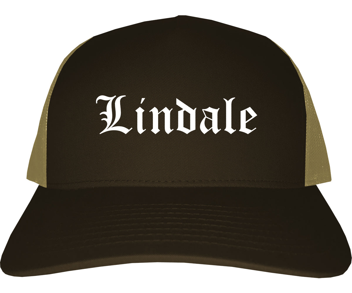 Lindale Texas TX Old English Mens Trucker Hat Cap Brown