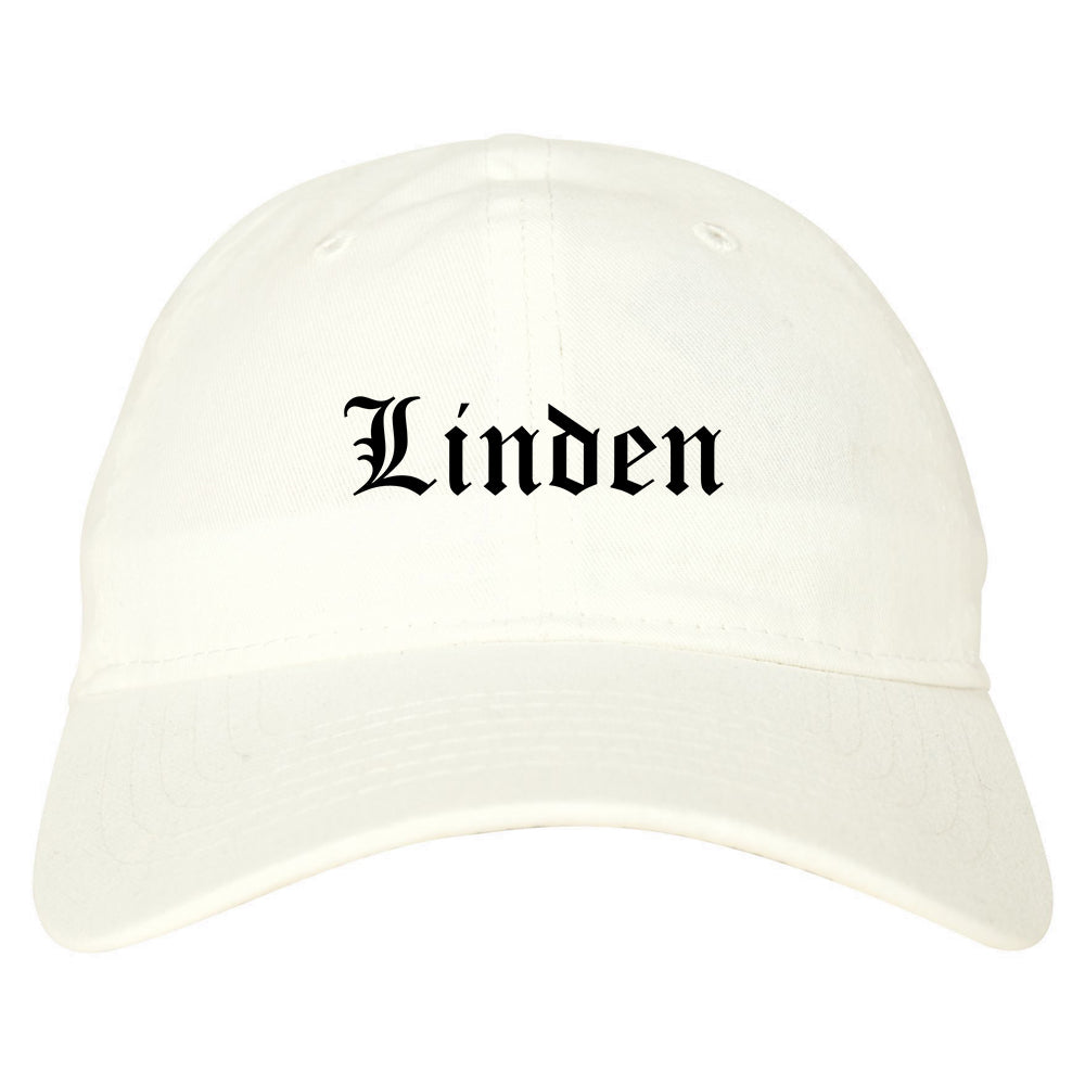 Linden New Jersey NJ Old English Mens Dad Hat Baseball Cap White