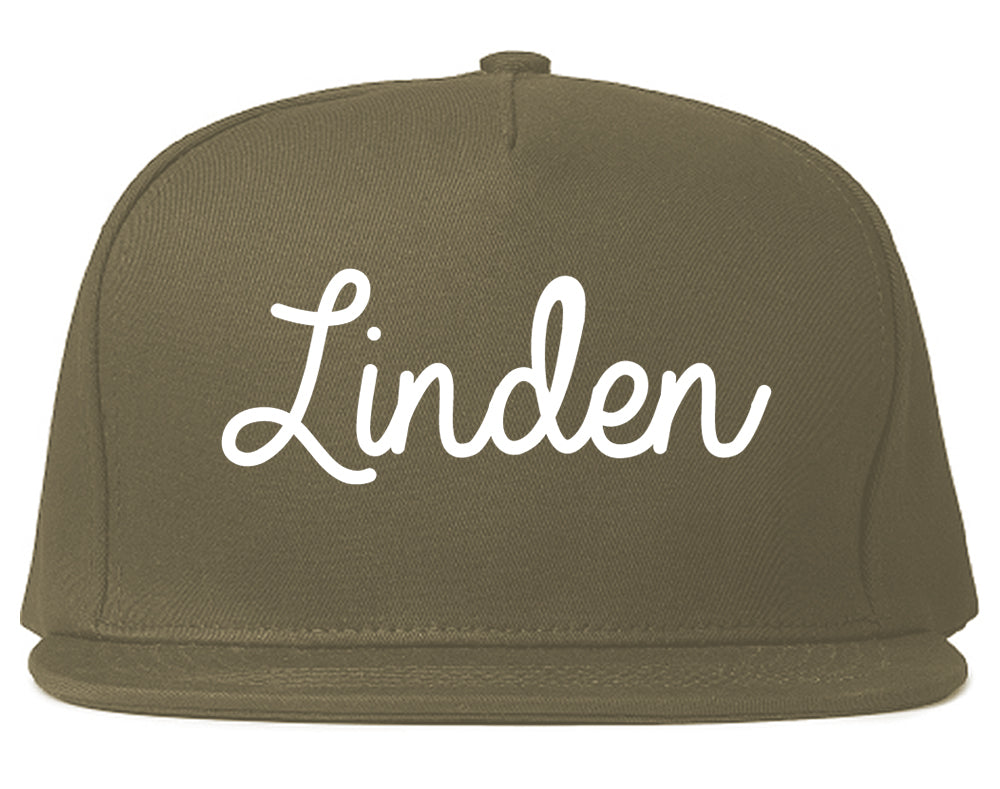 Linden New Jersey NJ Script Mens Snapback Hat Grey
