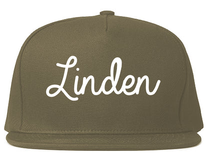 Linden New Jersey NJ Script Mens Snapback Hat Grey