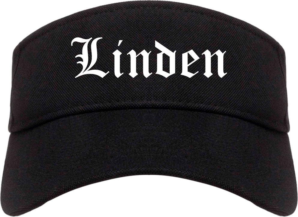 Linden New Jersey NJ Old English Mens Visor Cap Hat Black