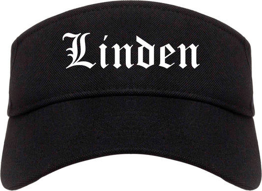 Linden New Jersey NJ Old English Mens Visor Cap Hat Black