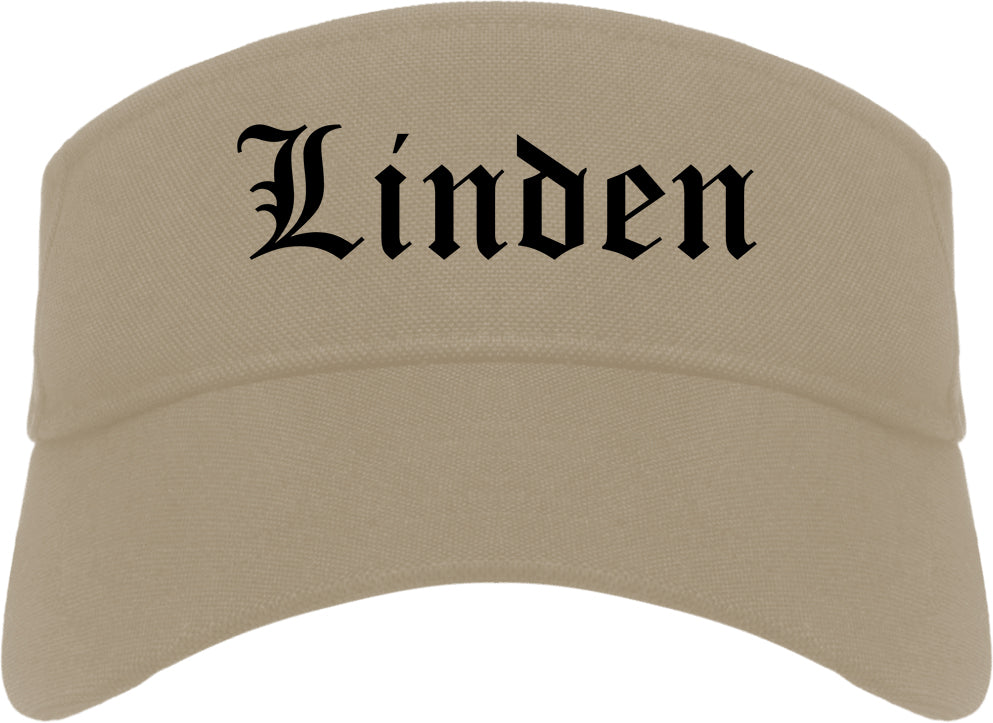 Linden New Jersey NJ Old English Mens Visor Cap Hat Khaki