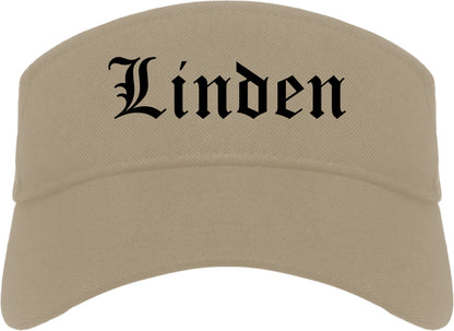 Linden New Jersey NJ Old English Mens Visor Cap Hat Khaki