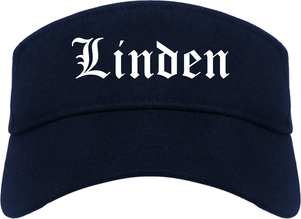 Linden New Jersey NJ Old English Mens Visor Cap Hat Navy Blue