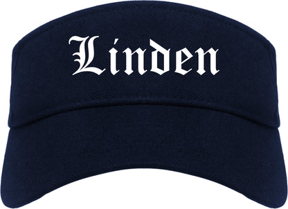 Linden New Jersey NJ Old English Mens Visor Cap Hat Navy Blue
