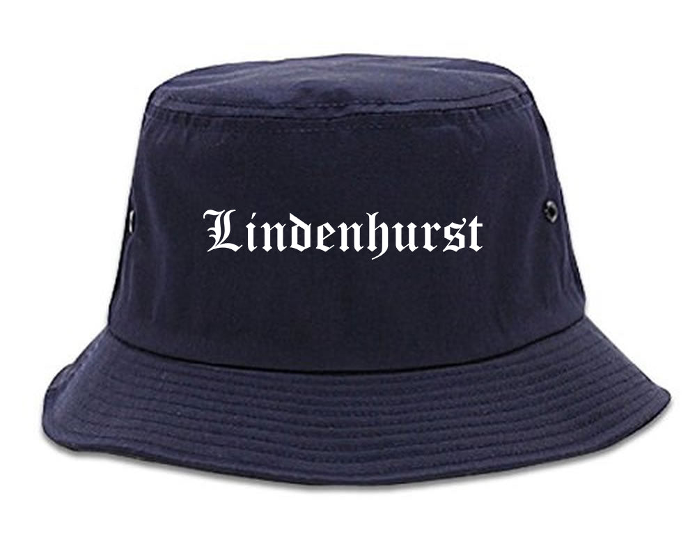 Lindenhurst Illinois IL Old English Mens Bucket Hat Navy Blue