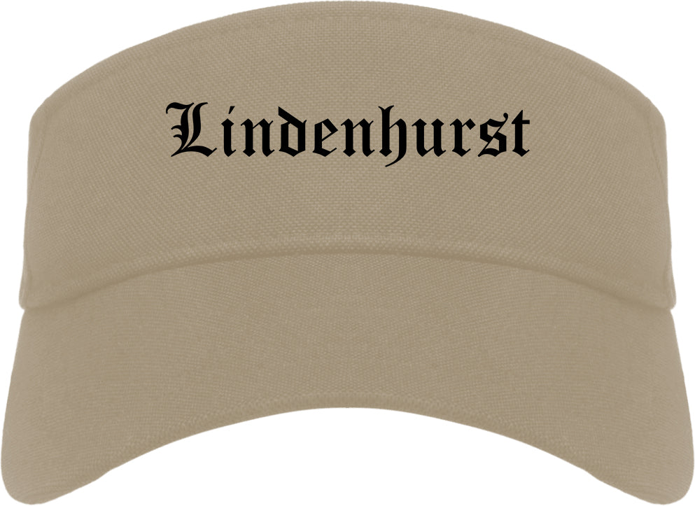 Lindenhurst Illinois IL Old English Mens Visor Cap Hat Khaki