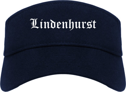 Lindenhurst Illinois IL Old English Mens Visor Cap Hat Navy Blue