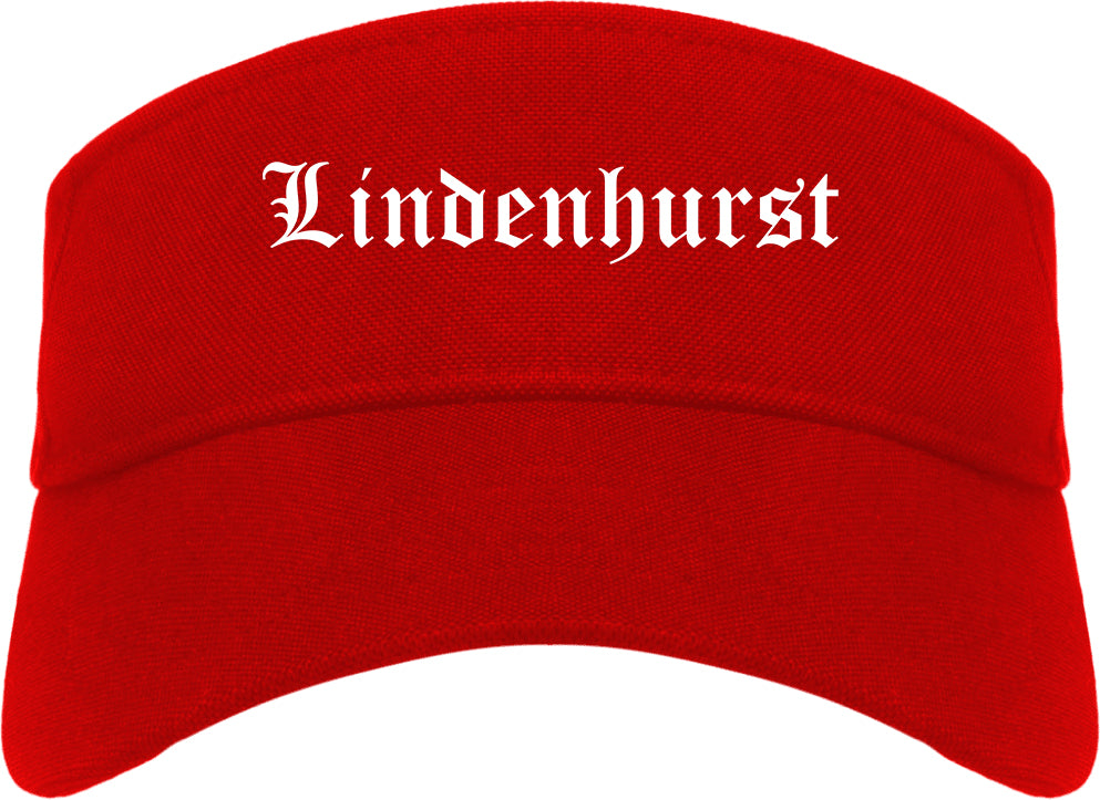 Lindenhurst Illinois IL Old English Mens Visor Cap Hat Red