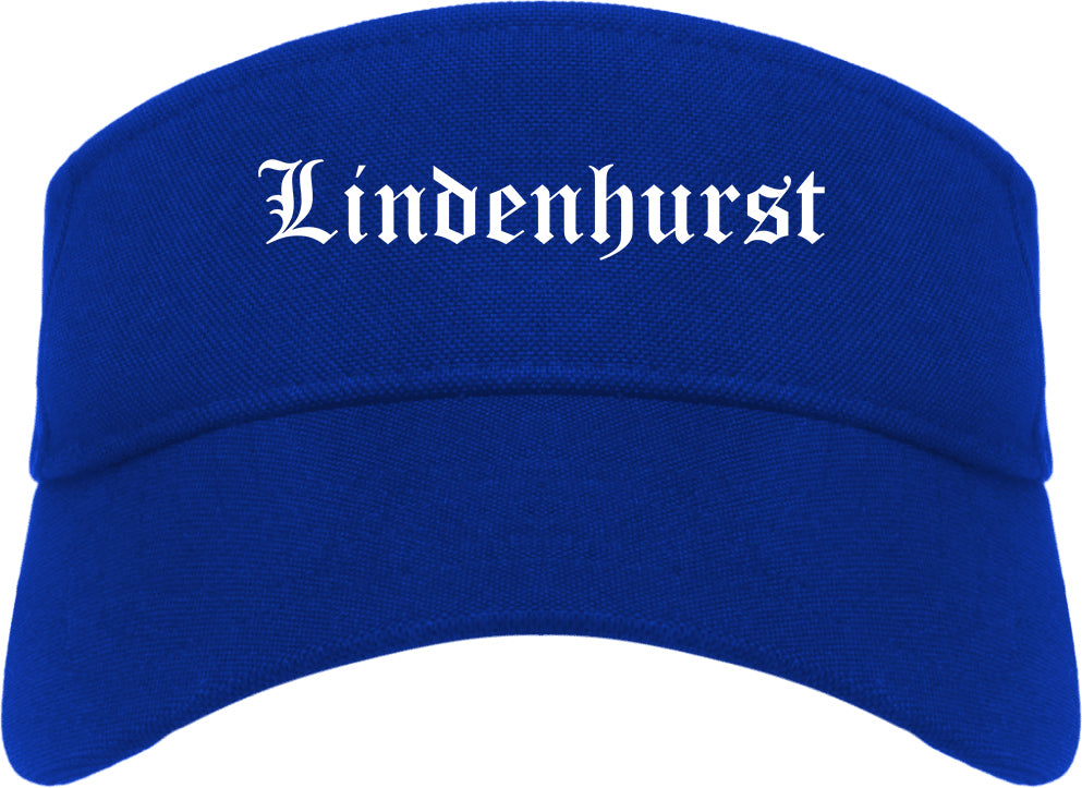 Lindenhurst Illinois IL Old English Mens Visor Cap Hat Royal Blue
