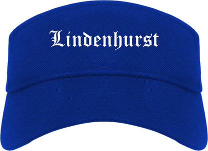 Lindenhurst Illinois IL Old English Mens Visor Cap Hat Royal Blue