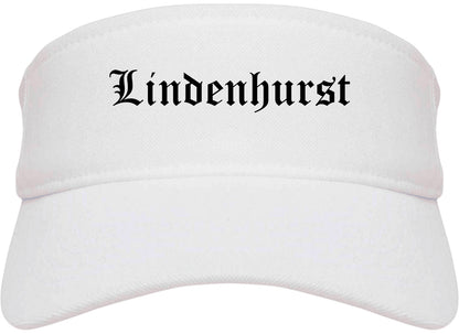 Lindenhurst Illinois IL Old English Mens Visor Cap Hat White