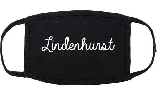 Lindenhurst New York NY Script Cotton Face Mask Black