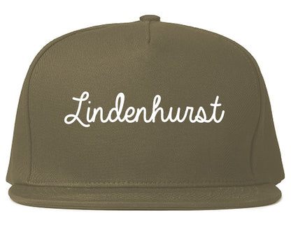 Lindenhurst New York NY Script Mens Snapback Hat Grey